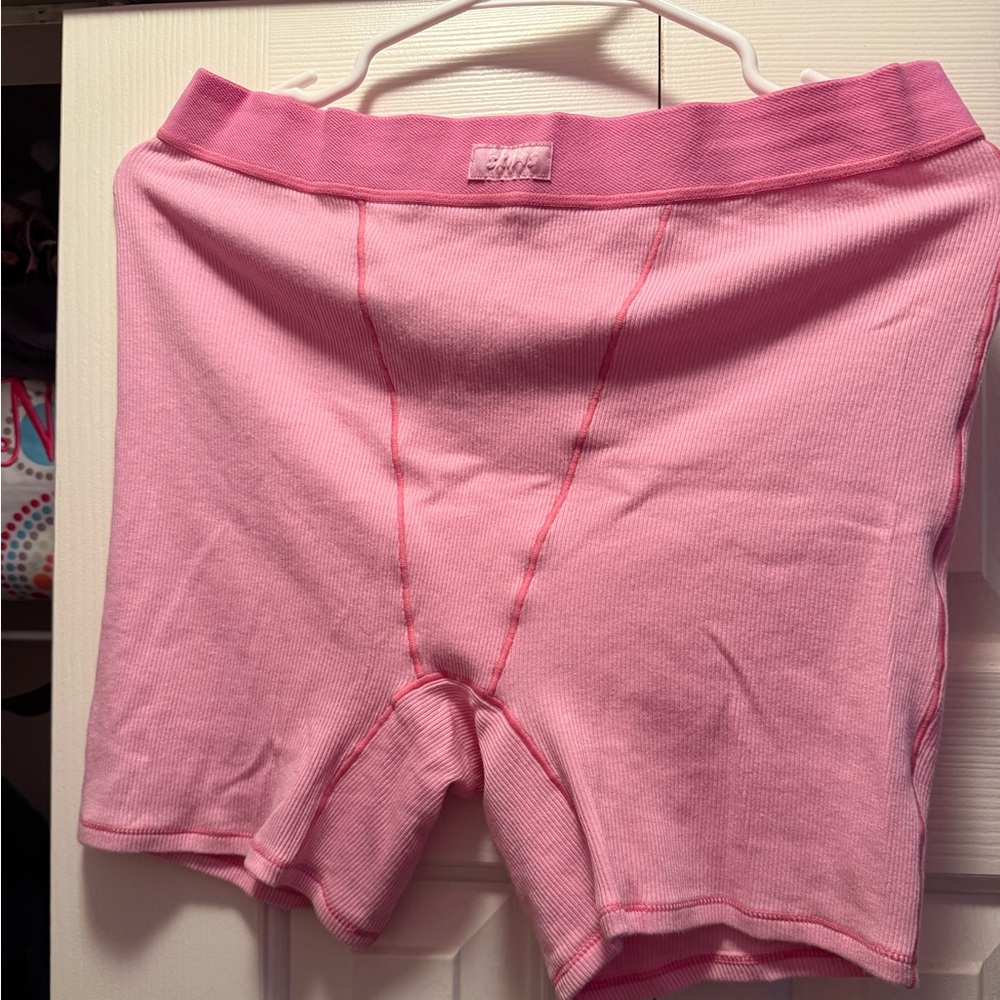 Skims Cotton Rib Boxer Bubblegum Pink